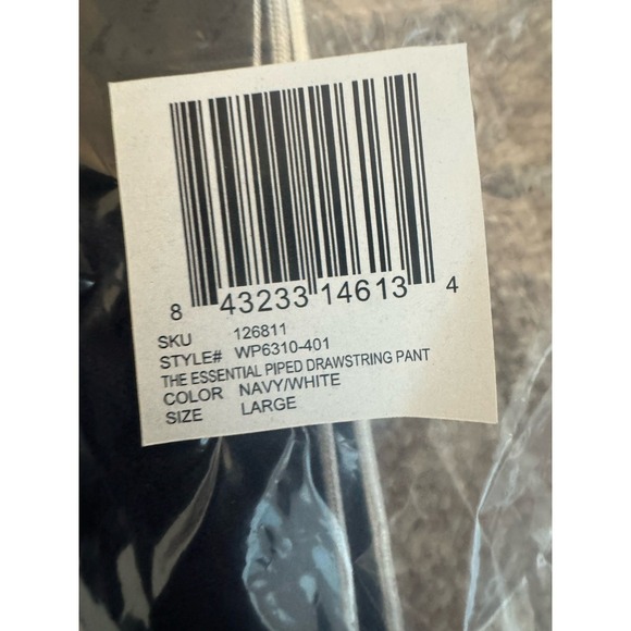 NWT Wildfang Essential Piped Drawstring Pants Navy Blue Large - Picture 3 of 3